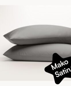 Satin Kissenbezug 100% Bio Baumwolle, weich wie Seide, Anthrazit/Dunkelgrau 40x80, Oeko-Tex, Dekokissen-Reißverschluss