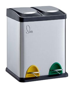 SVITA TC2X8 Silber Kücheneimer 16 Liter Mülltrennung Kompatibel für Küche und Badezimmer