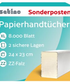 B-Ware 8.000 Papierhandtücher – saugstark – gefaltet: 24 x 11,5 cm – für Spender PT3, PT4 & H3 – 40 x 200 Blatt