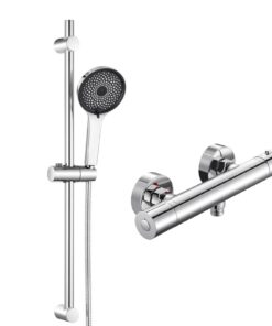 Auralum Duschsystem Komplettset Thermostat Edelstahl Duscharmatur | Auralum Edelstahl Duschstange 700mm mit Thermostat
