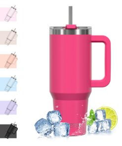 WATERSY Dunkelrosa Thermobecher für Heißkalte Getränke 40oz Doppelwandig Edelstahl Thermal Tumbler Autobecher mit Griff