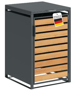 STEELSØN Kestra Anthrazit Mülltonnenbox – witterfest hochwertiger Müllcontainer bis 240L – Gerätebox mit Sichtstreifen i