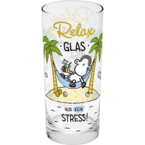Sheepworld Trinkglas Relax Geschenk zum Geburtstag 50 cl 16 cm Hochlustiger Spruch