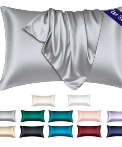 Satin Kissenbezug 40x60 - Weich wie Luxurious Seiden, perfekt fürhaarige und huelle Haut, Reißverschluss, Grau Satin K