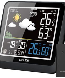 LEVIPE Funk Wetterstation mit Außensensor – Intelligente Wettervorhersage & Farbdisplay mit Atomuhr