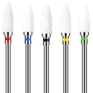Sibba 5 Stück Keramik Nagelbohrer Set für Profis in Maisform Bohrer Bits Maniküre Pediküre Nagelfeilenmaschine Schleifkö