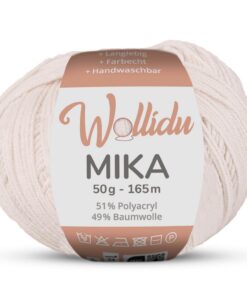 Wollidu Mika Naturweiß Strickgarn - Oeko-Tex Standard 100 Häkelgarn 50g/165m