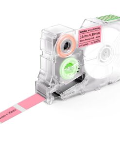 SUPVAN G15M Etikettenband Schwarz auf Rosa für Heim, Schule und Büro
