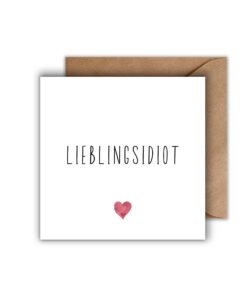 WBdesignz Geschenk Partner Geburtstagskarte - Lieblingsidiot Beziehungskarte (125 x 125 mm) WBdesignz Lieblingsidiot B