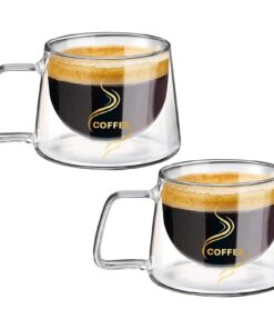 Prismoria Doppelwandige Kaffeegläser 200ml, Hitzebeständige Cappuccino-Latte-Macchiato-Gläser für Kaffee Liebhaber, Isol