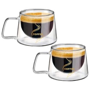 Prismoria Doppelwandige Kaffeegläser 200ml, Hitzebeständige Cappuccino-Latte-Macchiato-Gläser für Kaffee Liebhaber, Isol