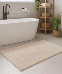 Carpet City Waschbarer Badezimmer-Teppich - Weicher Badvorleger Beige 40x60 cm - Rutschfest, Soft-Touch OEKO-TEX