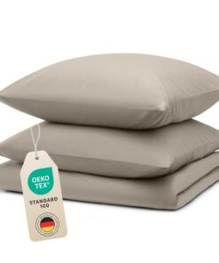 Blumtal Oeko-TEX zert. Mikrofaser Bettwäsche 155x200cm + 2X 80x80cm - Taupe Set