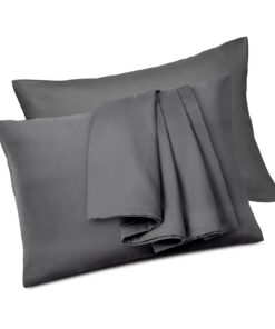 2er Set Satin Kissenbezug 40x60 cm - Baumwolle, Wohltaten für das Haar, Dunkelgrau