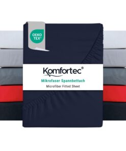 Kомfortec Mikrofaser Spannbettlaken 90x200 cm – Weiches Spannbetttuch mit Rundumgummi – Hautfreundlich & Pflegeleicht –