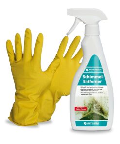 HOTREGA Schimmelentferner 500 ml - Schimmelspray für Bad, Küche und Keller - inkl. Handschuhe Gr. 10 HOTREGA Schimmele