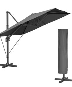SONGMICS UV-Schutz Sonnenschirm 290 x 290 cm, Ampelschirm, für Garten, rauchgrau GPU039G01