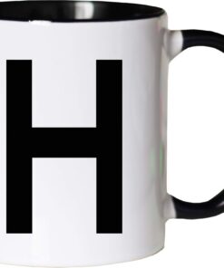 Kaffeetasse Buchstabe H Initial Weiß-Schwarz Liebevoll Bedruckt