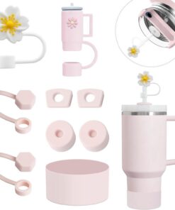 MIVORA Stanley Cup Zubehör, 6 Auslaufschutz und 2 Strohdeckel für Stanley Cup 1,2 l- und 850 ml-Becher, perfekt für Fans