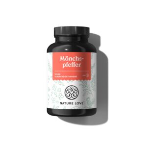 NATURE LOVE® Mönchspfeffer Kapseln - 4:1 Extrakt - Für Frauen - Vor Menopause - 10mg pro Kapsel - Vegan - Laborgeprüft -