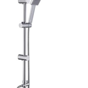 JOHO Edelstahl Duschsystem für moderne Badezimmer decendenter Stil | JOHO Chrom Duschset mit Überkopfbrause für bequeme