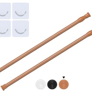 2 Stück verstellbare Federvorhangstangen für kleine Fenster -CURVE- 40,6 - 71,1 cm, ideal für Schrank und Küche | klein