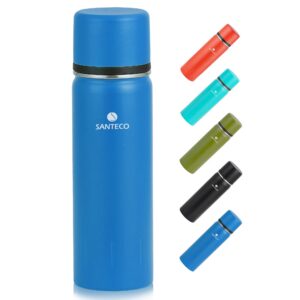 SANTECO Edelstahl Thermoskanne 1l für Kaffee & Tee, Auslaufsicher, BPA-Frei, 24H Kalt & 12H Heiß für Sport & Unterwegs