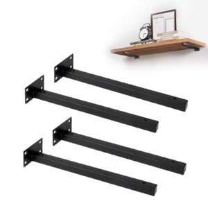 LALAGO 4 Pcs Unsichtbare Regalträger für Industriellen Wandregale, 40kg Tragkraft, Schwarz, 20cm Schwerlastträger, Regal