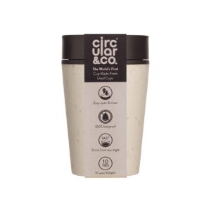 Kaffeebecher Circular & Co weiß/schwarz 227 ml OS trendiges Design für aktive Frauen und Männer zum Trinken on-the-go