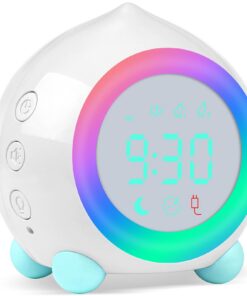 Digitaler Kinderwecker Sonnenaufgangssimulator Wecker für Mädchen & Jungen ohne Ticken (Weiß) Digitaler Kinderwecker m