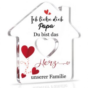 RISFIHEI Vatertagsgeschenk für Papa Hausförmige Acryl-Plakette Dekoration