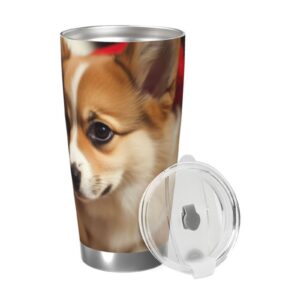 EVANEM 20oz Isolierter Tumbler mit Lid und Corgi-Druck für Auto und Reise - Isleitete(Collections), Praktisch für Warm/k