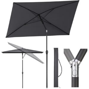 Sekey Rechteckiger Sonnenschirm 210x140 cm UPF50+ Dunkelgrau terrassen- und gartenschutzfähig