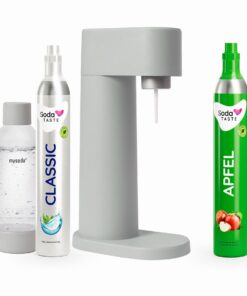 sparpaket Mysoda Woody - Wassersprudler erneuerbares Holzkomposit 1L BPA-frei Grau |sparpaket Mysoda Woody - CO2-Zylinde
