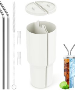 Yifield 2-in-1 Getränke-Trenner für Stanley Quencher H|0, Edelstahl-Strohhalm mit Teiler-Funktion, Sauberer Trinken erle
