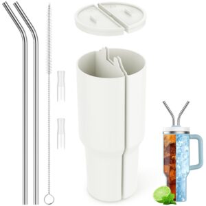 Yifield 2-in-1 Getränke-Trenner für Stanley Quencher H|0, Edelstahl-Strohhalm mit Teiler-Funktion, Sauberer Trinken erle