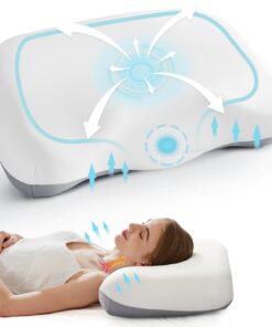 NOFFA Memory Foam Nackenkissen, Festigkeit einstellbar, Orthopädisches Kissen für Seiten-, Rücken- & Bauchschläfer, 65 x