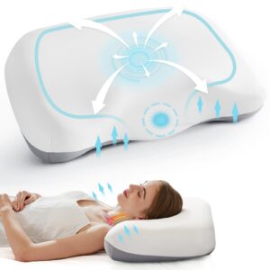 NOFFA Memory Foam Nackenkissen, Festigkeit einstellbar, Orthopädisches Kissen für Seiten-, Rücken- & Bauchschläfer, 65 x