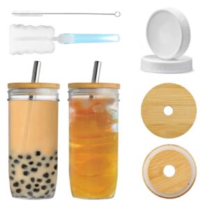 YUEYEE Masongläser mit Deckel und Strohhalmen, 24OZ Trinkgläser für DIY Lebensmittelsaft, Kaffee, Smoothie, Tee, Marmela