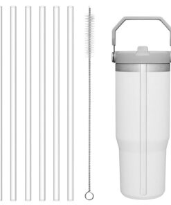 Yuecda Stanley Iceflow Ersatz-Strohhalm 850 ml, wiederverwendbar, transparent, Reinigungsbürste kompatibel