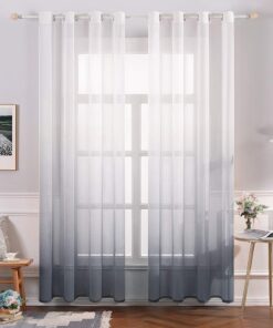 MIILEE Transparent Vorhänge Weiß Grau Schlafzimmer und Wohnzimmer 225cm x 140cm Dekoschal mit Ösen