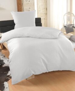 MALIKA® ÖkoTex Standard 100 Sommerbettwäsche Seersucker | Weißen Sommer-Bettwäsche für Familie | 135x200 mit Kissenbezug