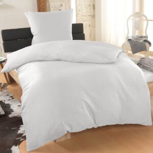 MALIKA® Bettwäsche Seersucker 135x200 | ÖkoTex Standard 100 | Sommerbettwäsche weiß