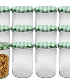 hocz 12er Set Sturzgläser 435 ml Drehverschluss Grün Deckel Marmeladenglas Einmachglas