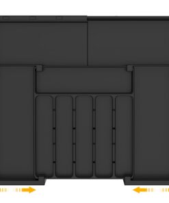 ROELLY Besteckkasten für Schubladen 37x33cm mit 9 Fächern Silikon Schwarz