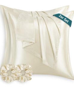 RUIKASI Seidenähnlicher Satin Kopfkissenbezug 80x80 - pflegeleicht wie Seide, für Haar und Haut, OEKO-TEX Standard 100 B