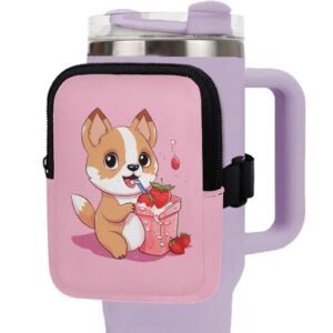 BYCHECAR Gym Cup Pouch Water Bottle Pouch 20oz, Corgi Erdbeere, Fitnessbegeisterte