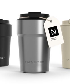 LARS NYSØM Thermo Kaffeebecher to go 380ml | Auslaufsicherer Edelstahl Thermobecher mit Isolierung für Kaffee und Tee un