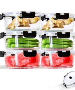 Glasbehälter Mit Deckel, Meal Prep Boxen Glas-950ml, BPA-frei, Luftdicht Vorratsdosen | Runder Mikrowellengeschirr Glas