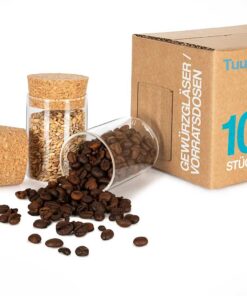 Tuuters 10x Gewürzgläser mit Korken/Vorratsdose aus Glas für Küchenprofi und Krafsücher im Küchenaufbewahrungsbereich fe